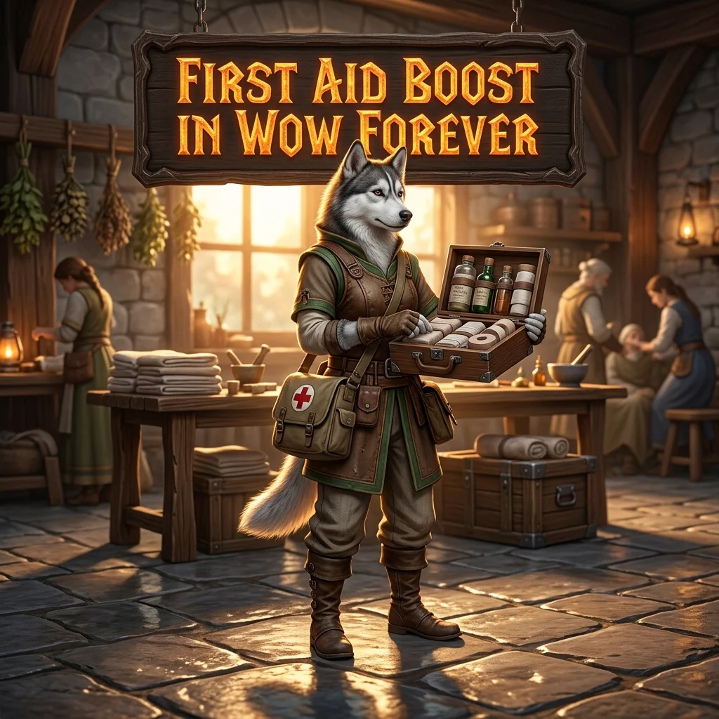 Promotional image representing the First Aid Boost in WoW Forever service.