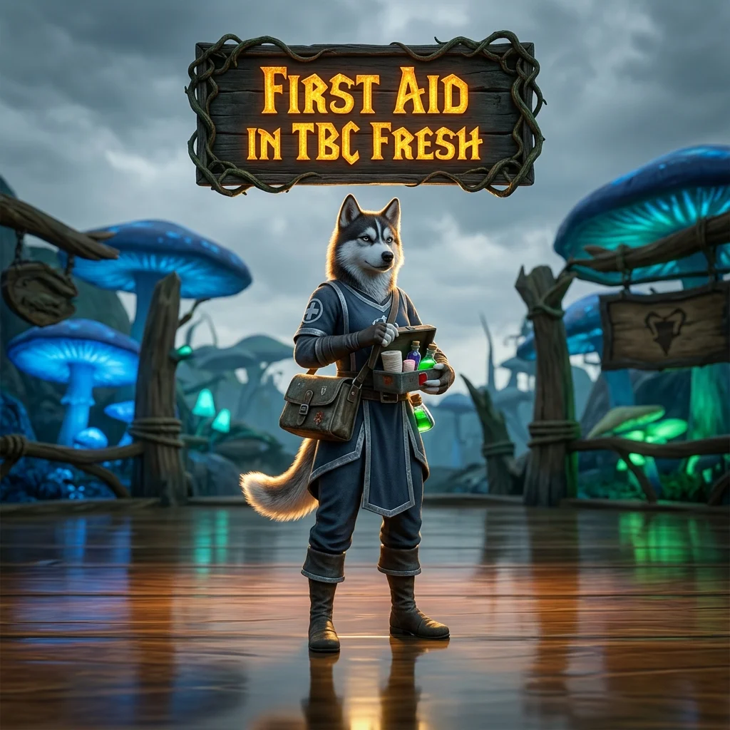 Promotional image for First Aid Boost in WoW TBC Classic Anniversary, representing the in-game service for players looking to improve First Aid.