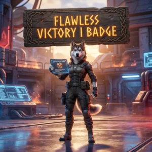Promotional image for the Flawless Victory I Badge Boost service in Apex Legends.