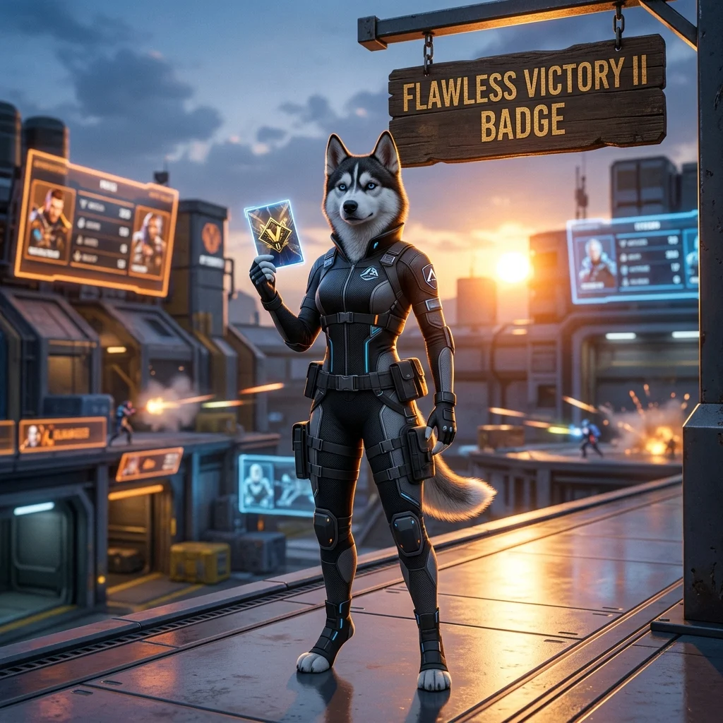 Promotional image for the Flawless Victory II Badge Boost service in Apex Legends.