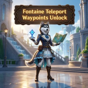 Promotional image for the Fontaine Teleport Waypoints Unlock Boost service in Genshin Impact