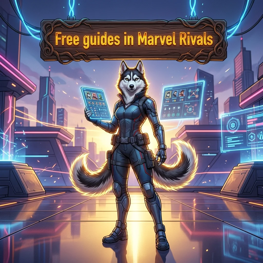 Promotional image for free guides in Marvel Rivals, providing relevant game guide content for players.