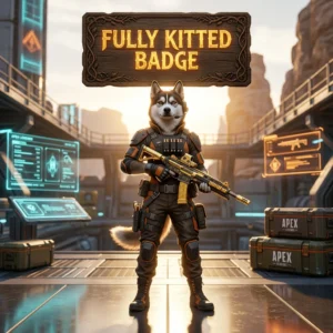 Promotional image for a Fully Kitted Badge Boost service in Apex Legends.