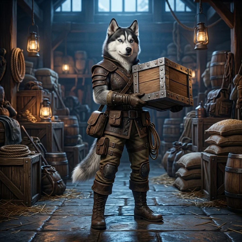 Ilustrație tematică a unei cutii de aprovizionare dintr-un joc fantasy, fără text vizibil