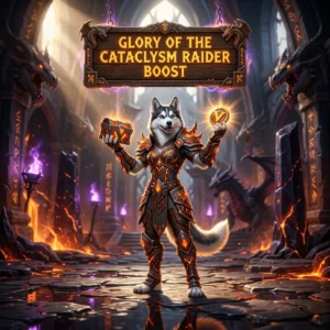 Promotional image for the Glory of the Cataclysm Raider Boost service product.