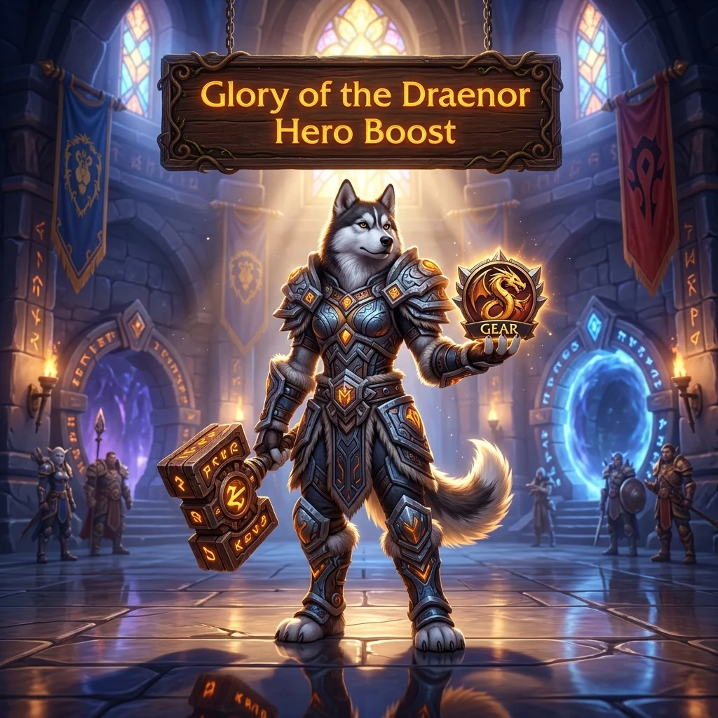 Promotional image representing the Glory of the Draenor Hero Boost service