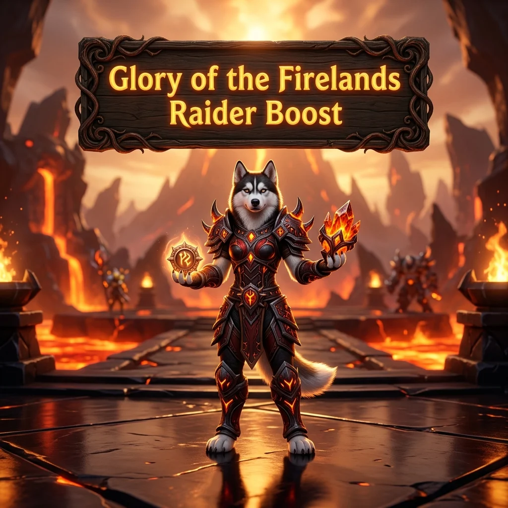 Promotional image for the Glory of the Firelands Raider Boost service