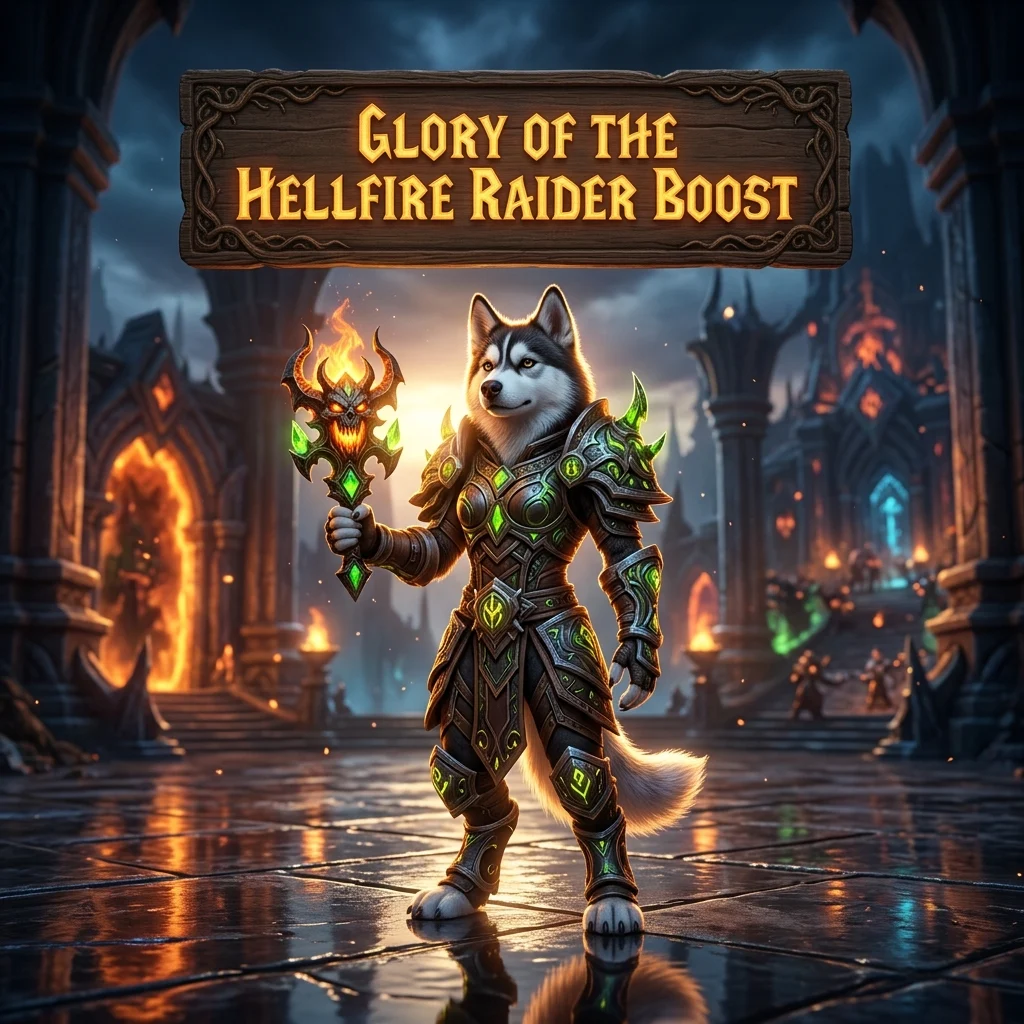 Promotional image representing the Glory of the Hellfire Raider Boost service