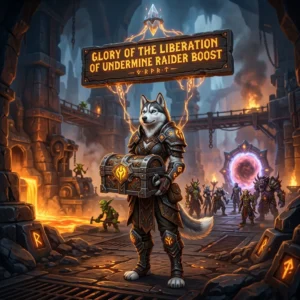 Promotional image for the Glory of the Liberation of Undermine Raider Boost service.