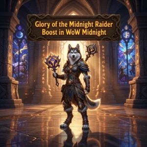 Promotional image for the Glory of the Midnight Raider Boost in WoW Midnight service
