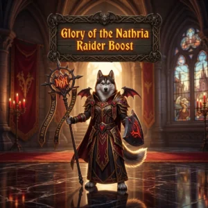 Promotional image representing the Glory of the Nathria Raider Boost service and product