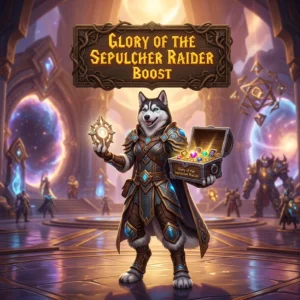 Promotional image for the Glory of the Sepulcher Raider Boost product and its named boost offering