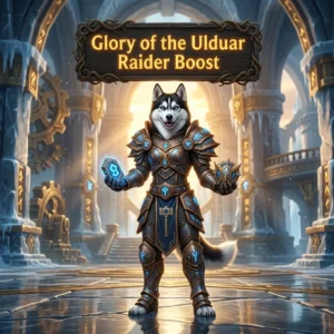 Promotional image for the Glory of the Ulduar Raider Boost service, focused on the Ulduar raider boost