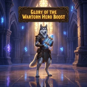 Promotional image representing the Glory of the Wartorn Hero Boost service by its exact product name