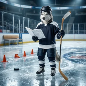 Ilustração temática de hóquei no gelo associada a guias gratuitos de NHL, sem texto legível na imagem.