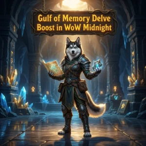 Promotional image for the Gulf of Memory Delve Boost service in World of Warcraft: Midnight