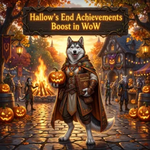Promotional image for the Hallow’s End Achievements Boost in WoW service, focused on Hallow’s End achievement completion.
