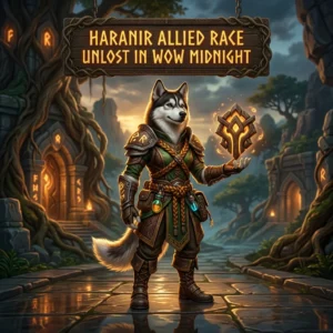 Promotional image for the Haranir Allied Race Unlock Boost service in World of Warcraft: Midnight