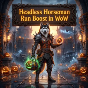 Promotional image for the Headless Horseman Run Boost in WoW service