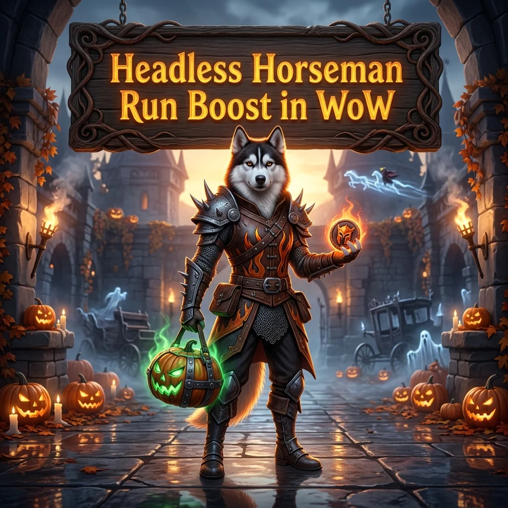 Promotional image for the Headless Horseman Run Boost in WoW service