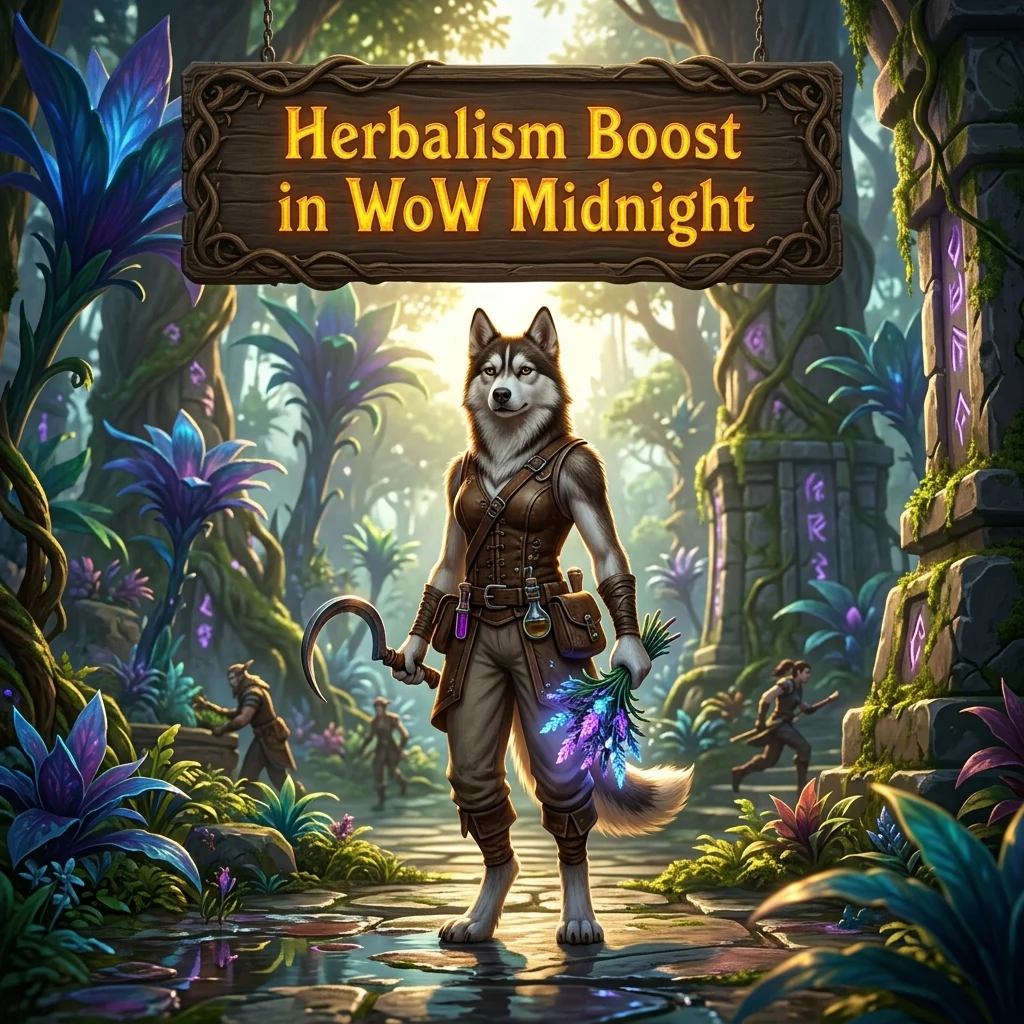 Promotional image representing the Herbalism Boost in WoW Midnight service