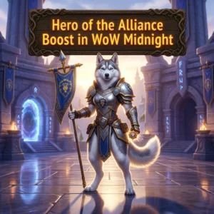 Promotional image representing the Hero of the Alliance Boost service in World of Warcraft: Midnight.