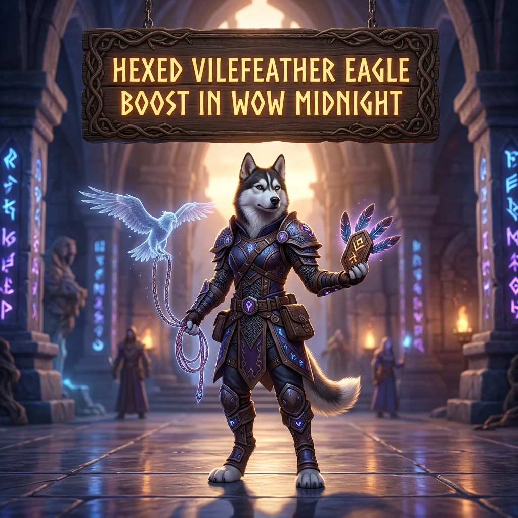 Promotional image for the Hexed Vilefeather Eagle Boost in WoW Midnight service