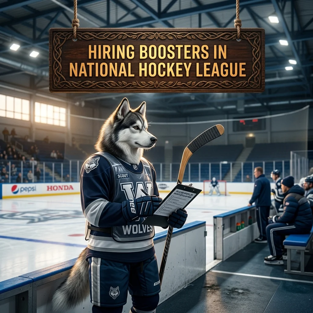 Promotional image for Hiring Boosters in National Hockey League, showing the product theme for NHL-related hiring boost services.