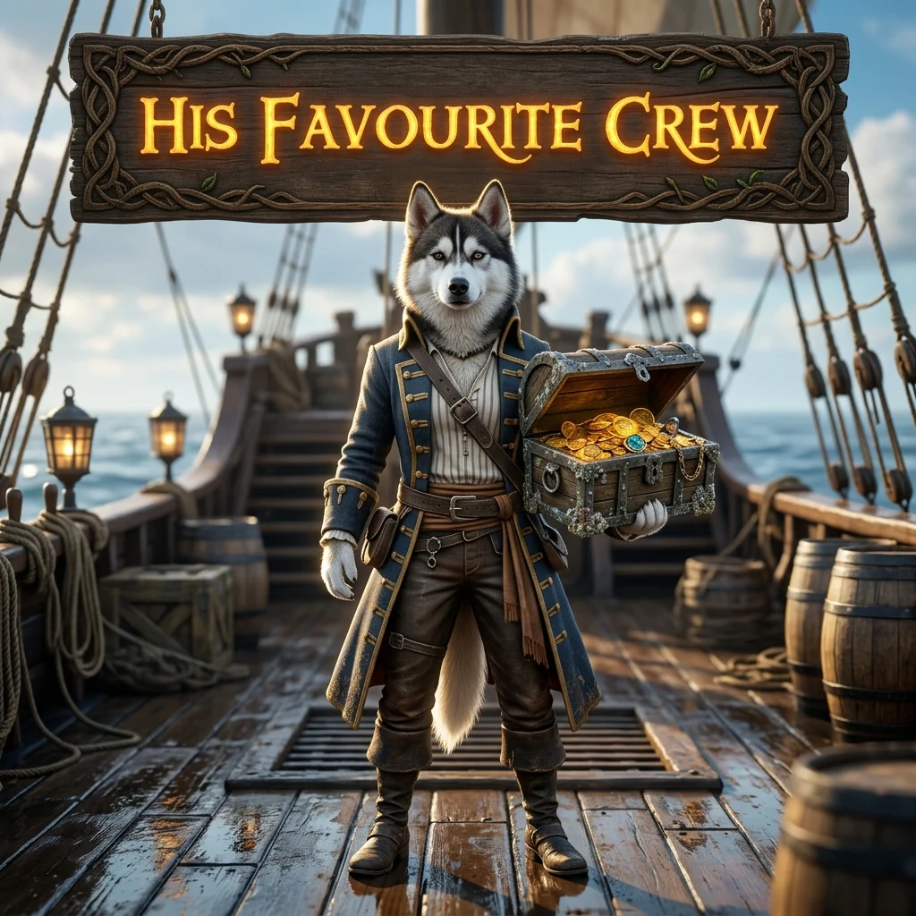 Promotional image for His Favourite Crew Boost in Sea of Thieves, representing the crew boost service for the game Sea of Thieves.
