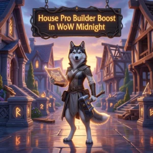 Promotional image for the House Pro Builder Boost service in WoW Midnight
