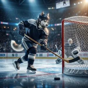 Kynningarmynd fyrir leiðbeiningar um markaskorun í NHL 26, með íshokkíleikmönnum á svellinu.