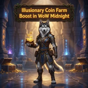 Promotional image for the Illusionary Coin Farm Boost service in WoW Midnight