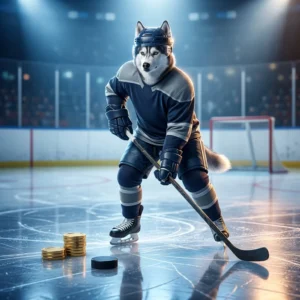 Arte promocional do impulso de moedas para NHL HUT, com composição temática de hóquei no gelo e sem texto legível.