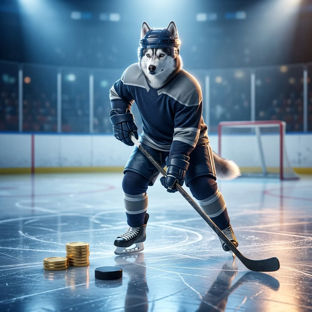 Arte promocional do impulso de moedas para NHL HUT, com composição temática de hóquei no gelo e sem texto legível.