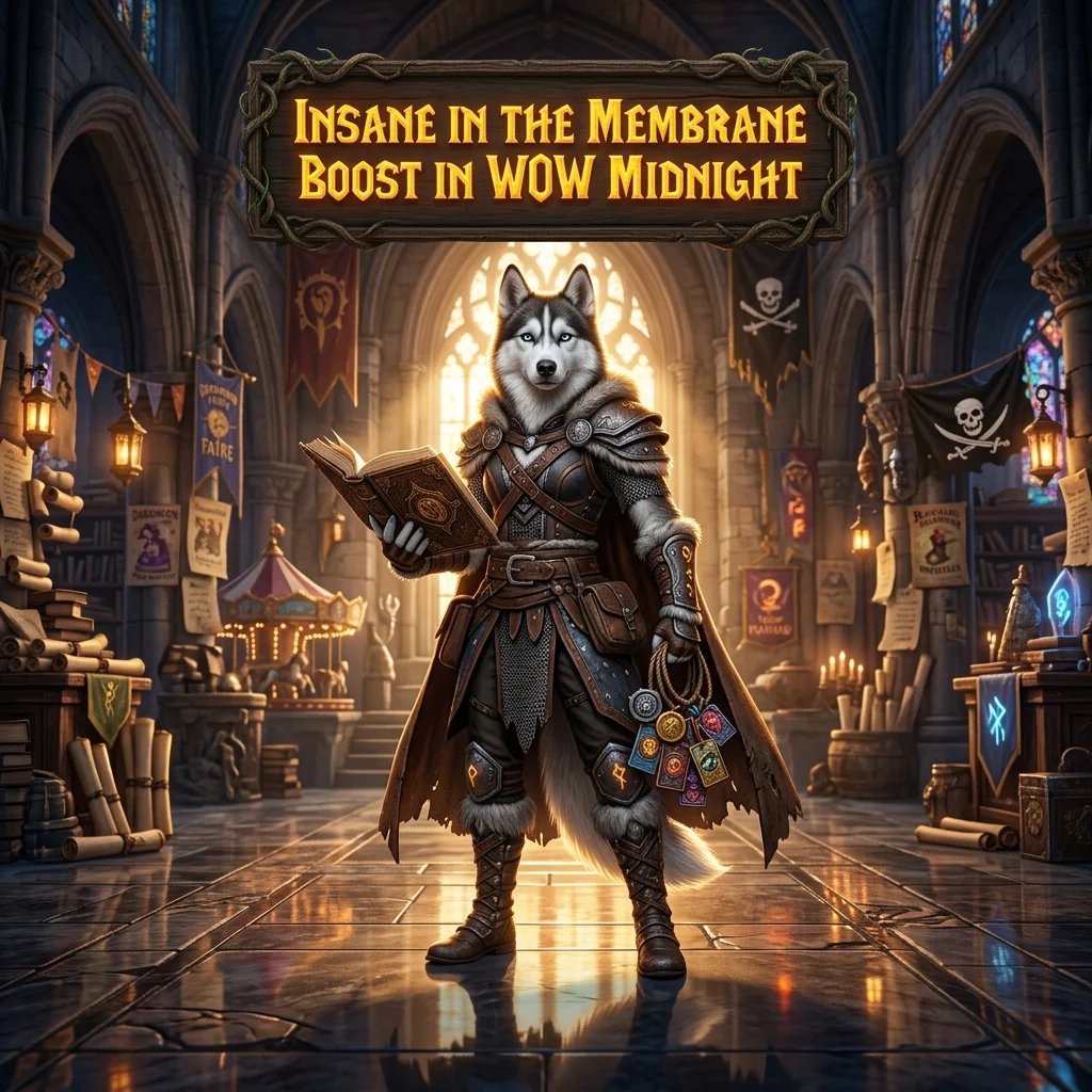 Promotional image for the Insane in the Membrane Boost service in World of Warcraft: Midnight.