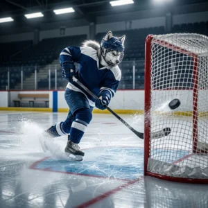 Hokejový hráč v akci během zakončení, ilustrační obrázek k tipům pro střílení gólů v NHL 26.