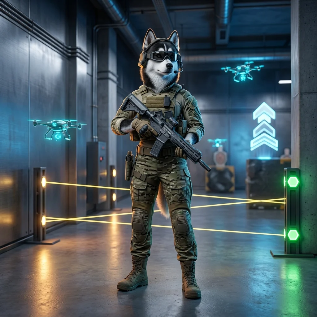 Ilustrasi layanan leveling boost di Wardogs dengan tampilan bertema permainan tanpa teks yang dapat dibaca.