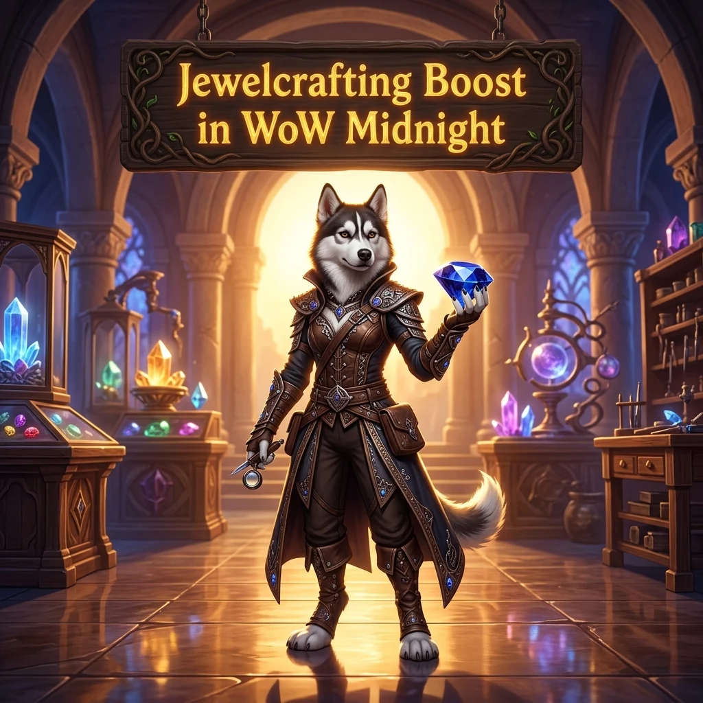 Promotional image for the Jewelcrafting Boost in WoW Midnight service