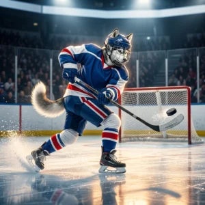 Ledo ritulio žaidimo „NHL 26“ iliustracija su rungtynių akimirka ant ledo.