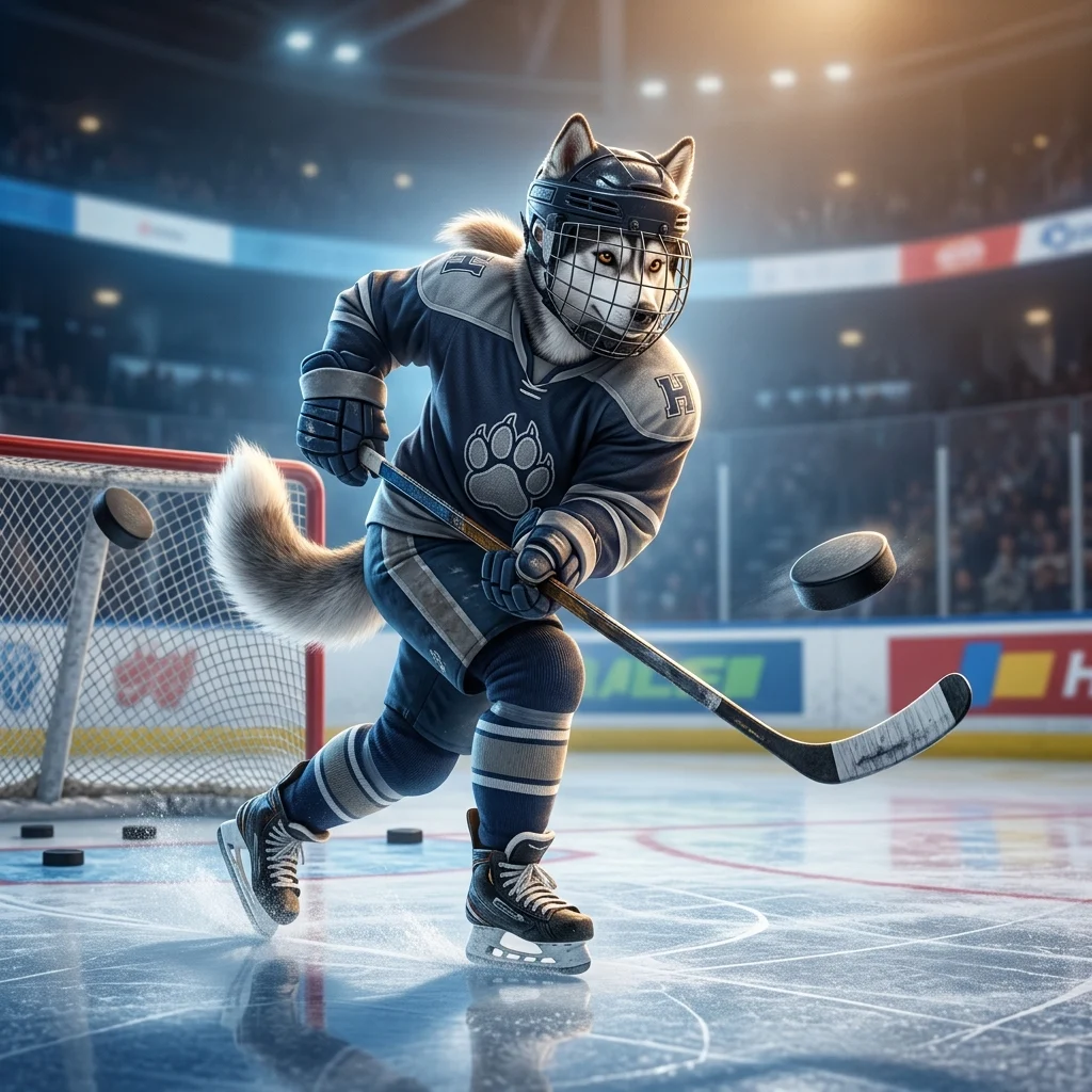 Ilustracija hokejske tekme, povezana z doseganjem zadetkov v igri NHL 26.