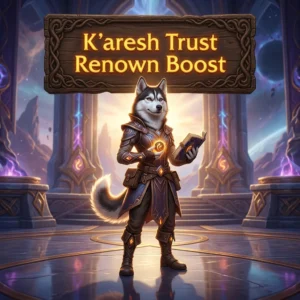 Promotional image representing the K’aresh Trust Renown Boost service for players