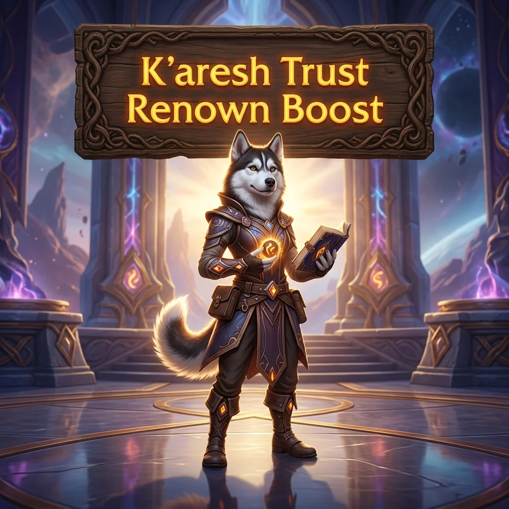 Promotional image representing the K’aresh Trust Renown Boost service for players