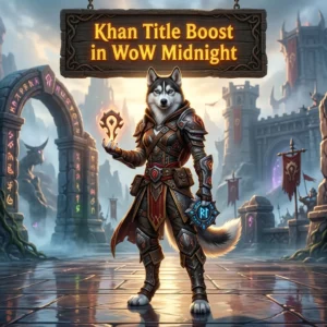 Promotional image for Khan Title Boost in WoW Midnight, a World of Warcraft service