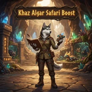 Promotional image representing the Khaz Algar Safari Boost service and its specific product offering.