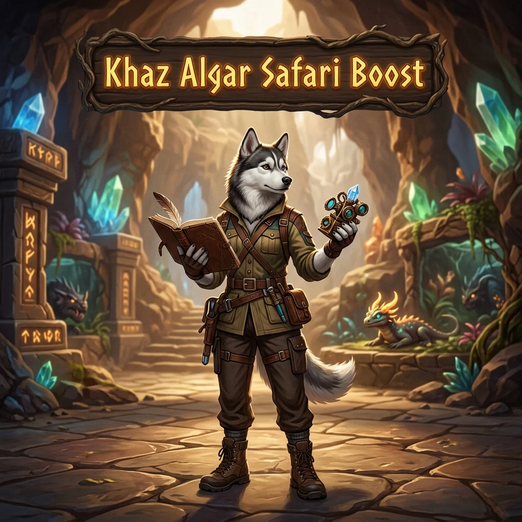 Promotional image representing the Khaz Algar Safari Boost service and its specific product offering.