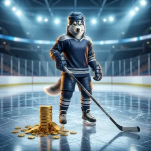 Mchoro wa dhana unaohusiana na kuongeza sarafu za NHL HUT katika mchezo wa magongo wa barafu.