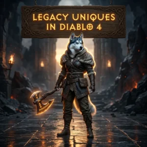 Promotional image representing the Legacy Uniques Boost service in Diablo 4.