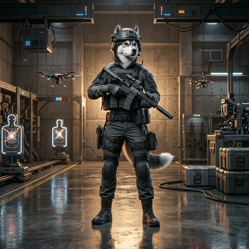 Tampok na artwork para sa serbisyo sa pagpapataas ng antas sa War Dogs, na nagpapakita ng temang panglaro nang walang nababasang teksto.