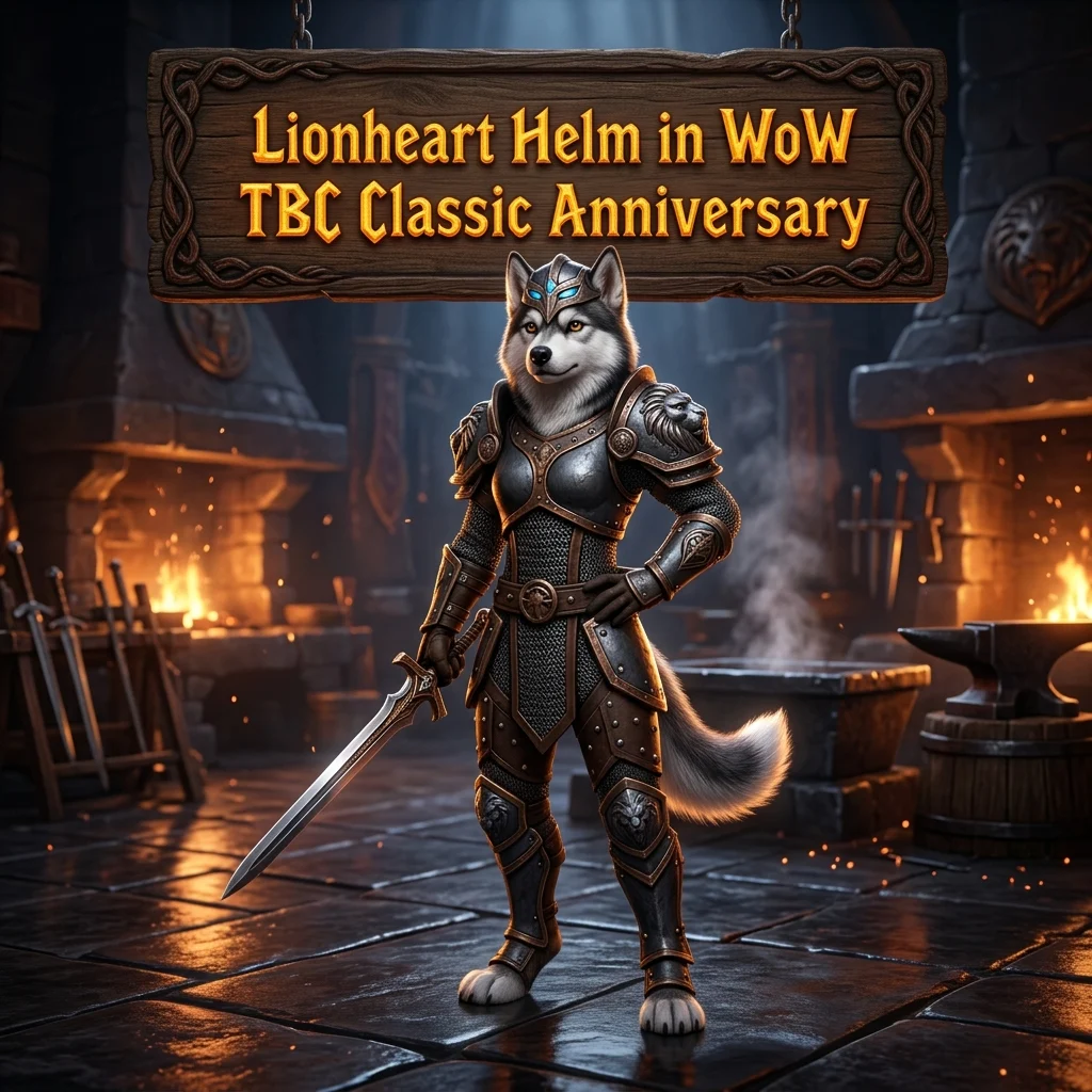 Promotional image for Lionheart Helm Boost in WoW TBC Classic Anniversary, showing the product theme for World of Warcraft TBC Classic Anniversary.
