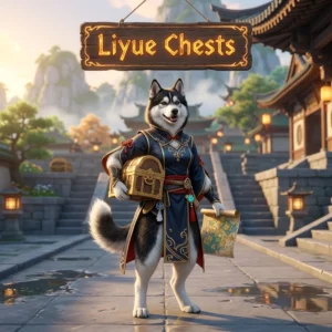Promotional image for the Liyue Chests Boost service in Genshin Impact